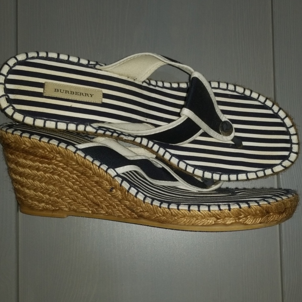 Navy and white espadrille wedge size 42 (fits 10)